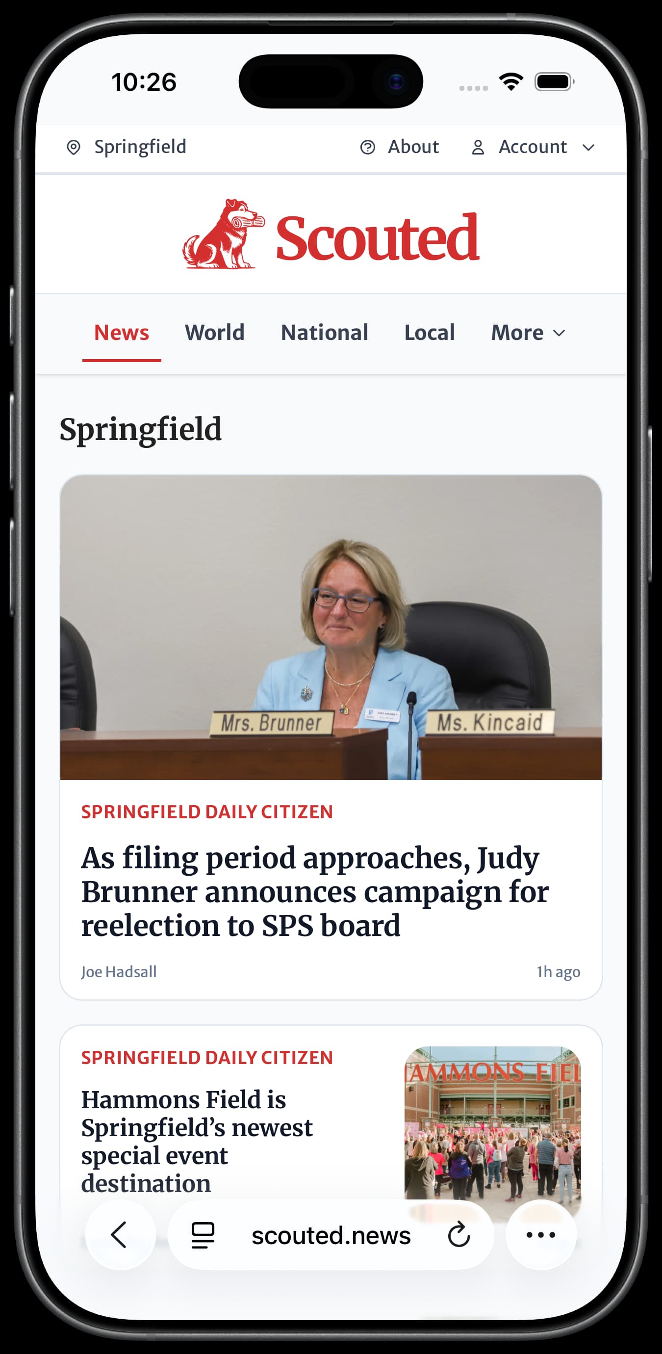 Scouted app preview on iPhone